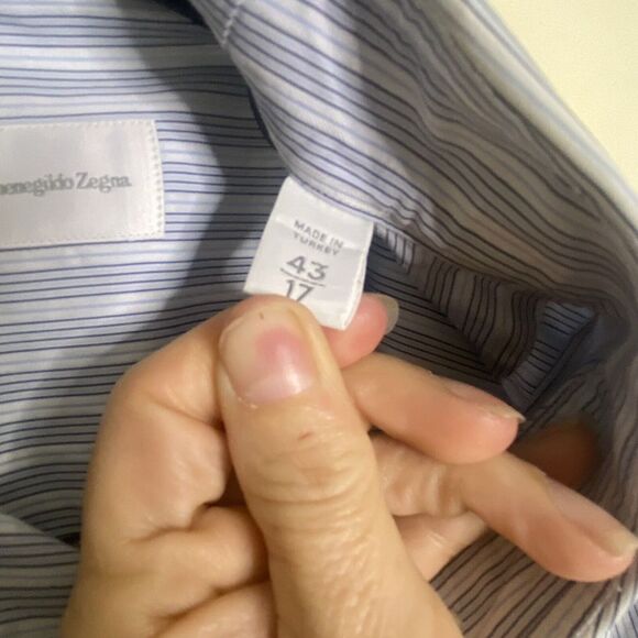 Ermenegildo Zegna Men Long Sleeve Button Front Dress Shirt SZ  43/17 Comfort Fit - Picture 7 of 10